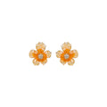 Crystal Iris Flower Stud Orange Earrings
