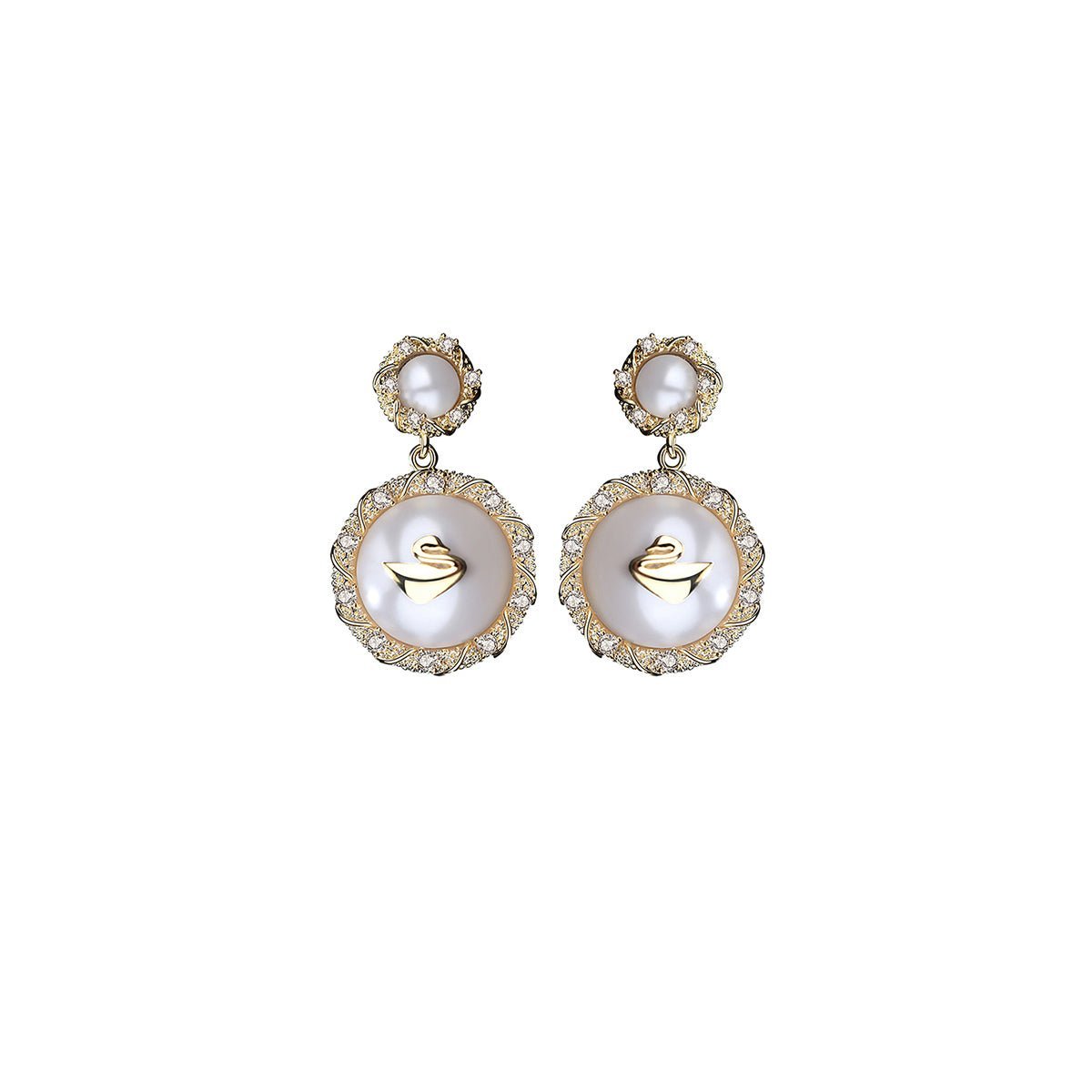 Baroque Swan Gold Earrings