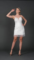 Eva narrow skirt a line wedding dress with detachable skirt