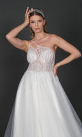 Lacın narrow skirt a line wedding dress