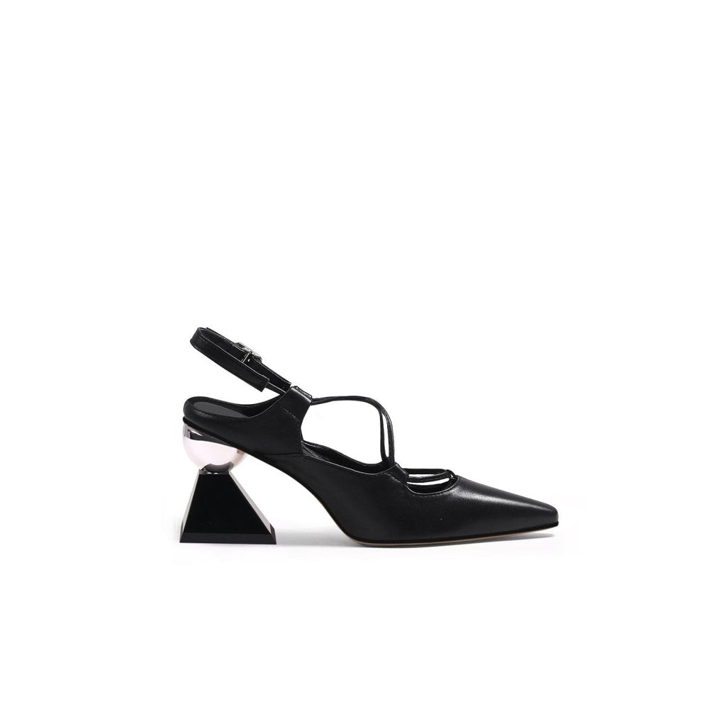 Multi-Strap Pointed Toe Block Heels