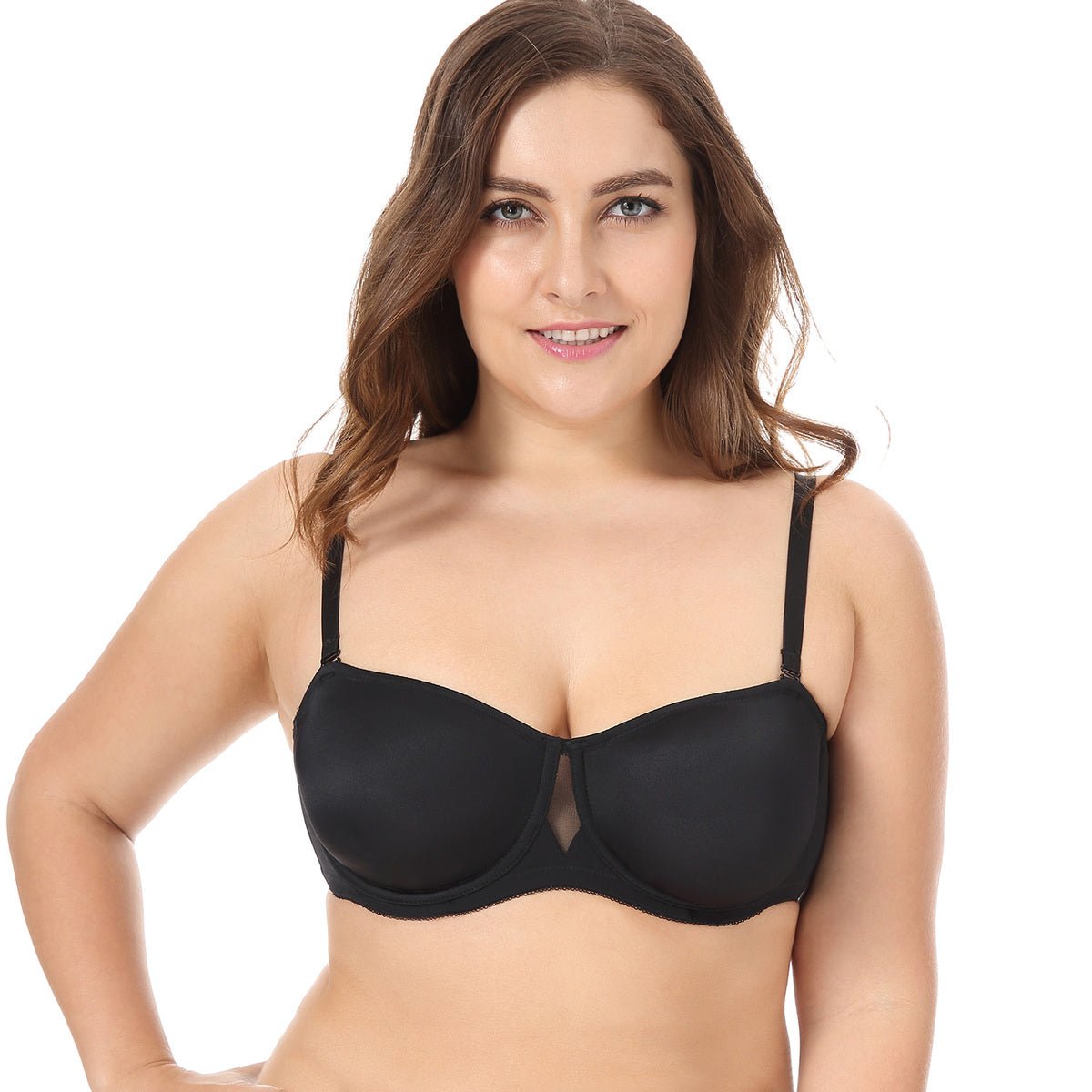 Plus Size Seamless Strapless Underwire Bra – Non-Padded Supportive Bandeau (Up to F Cup)