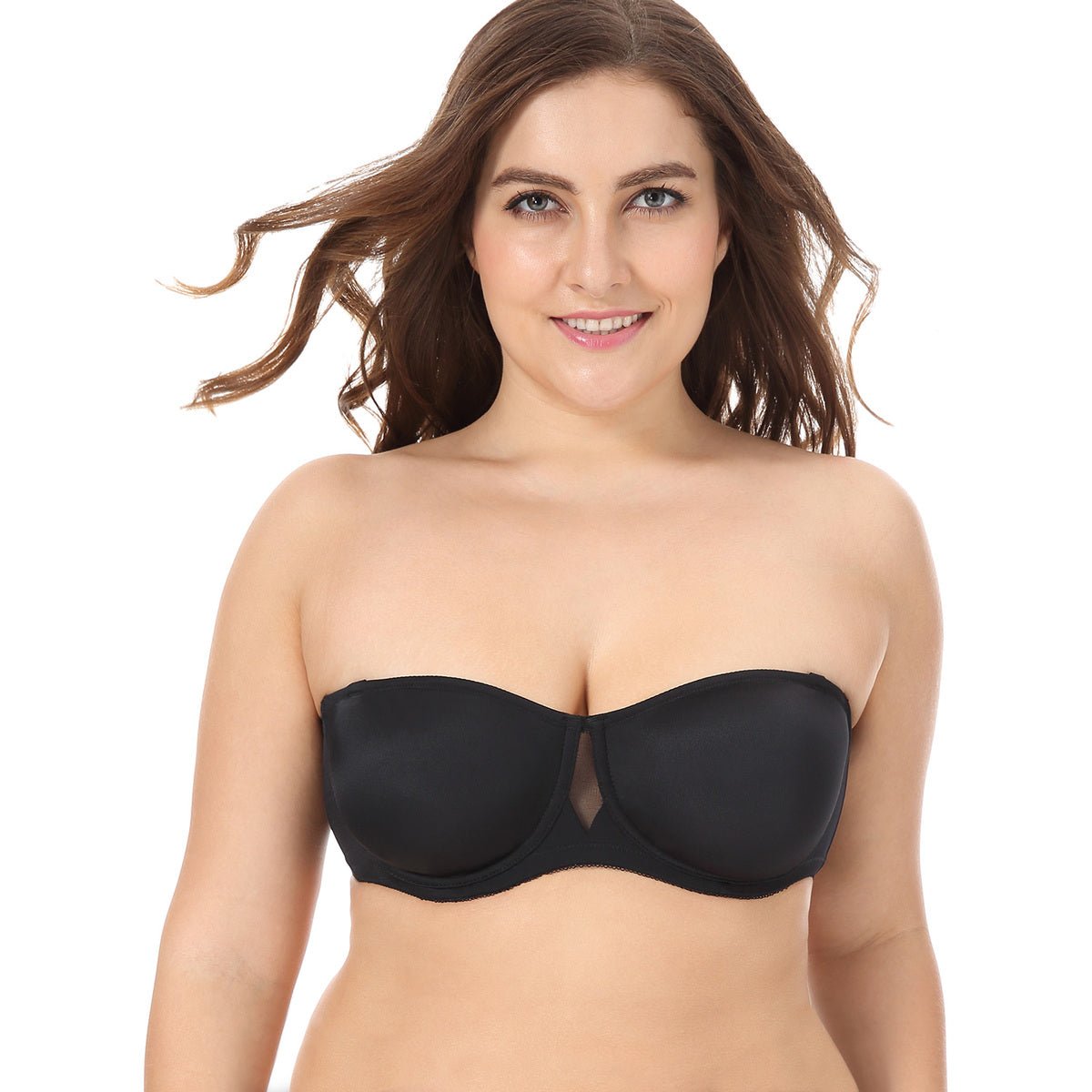 Plus Size Seamless Strapless Underwire Bra – Non-Padded Supportive Bandeau (Up to F Cup)