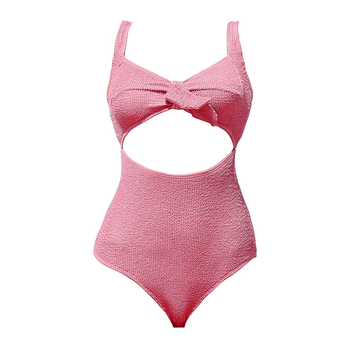 Pretty Pink Bowknot Ribbon One Piece Bikini with Back Cutout