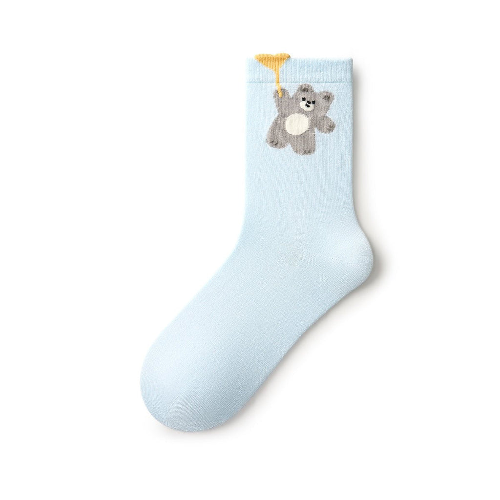 Shake Your Tail 3D Cuff Kawaii Mid-Calf Socks – Women's Pastel 5-Pair All-Season Set