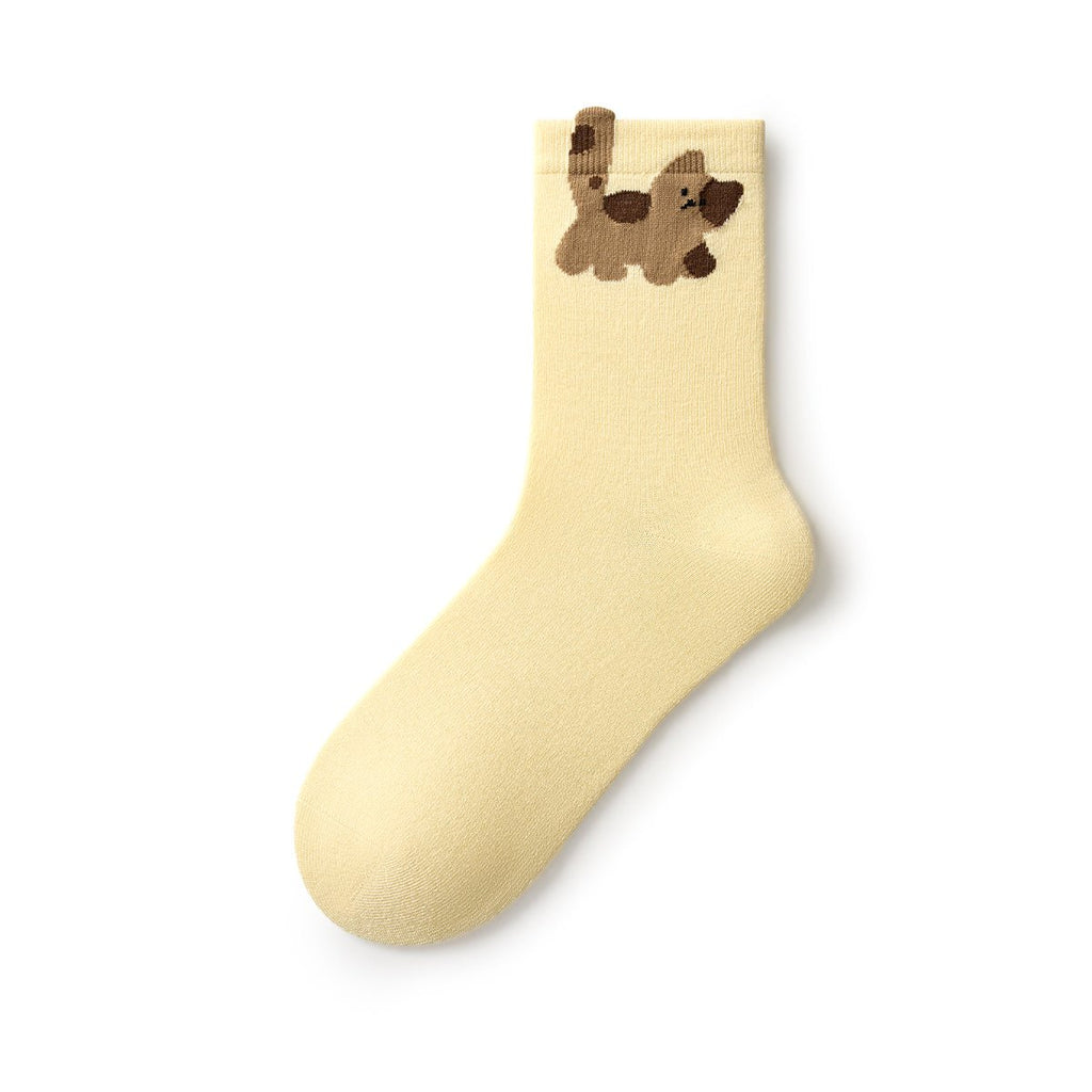 Shake Your Tail 3D Cuff Kawaii Mid-Calf Socks – Women's Pastel 5-Pair All-Season Set