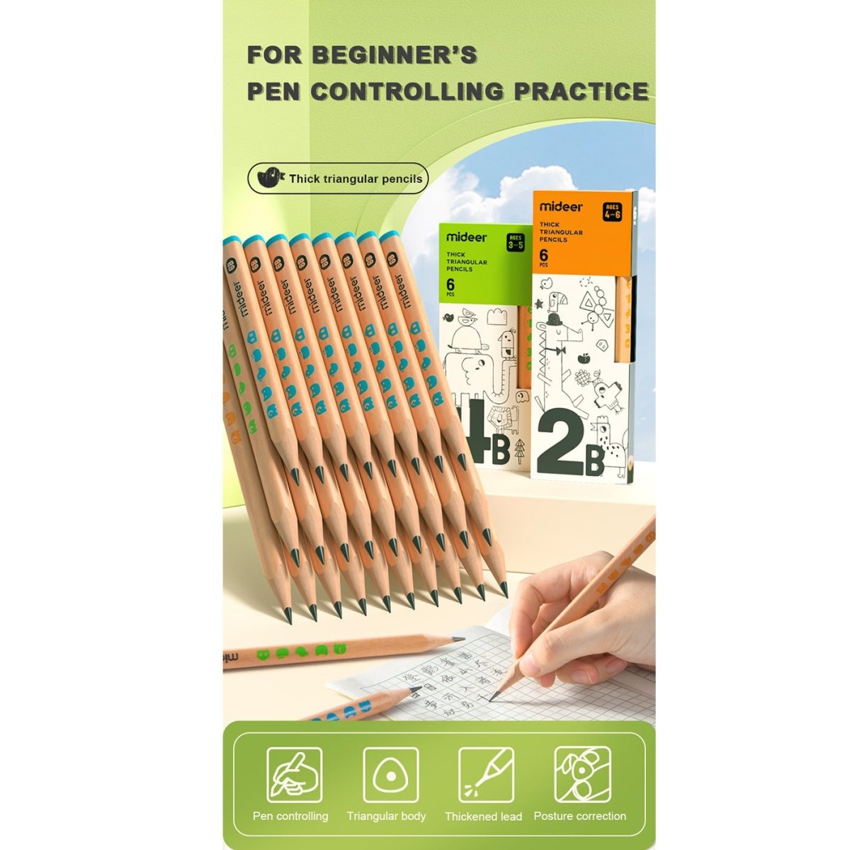 Thick Triangular Pencils - HB 18pcs