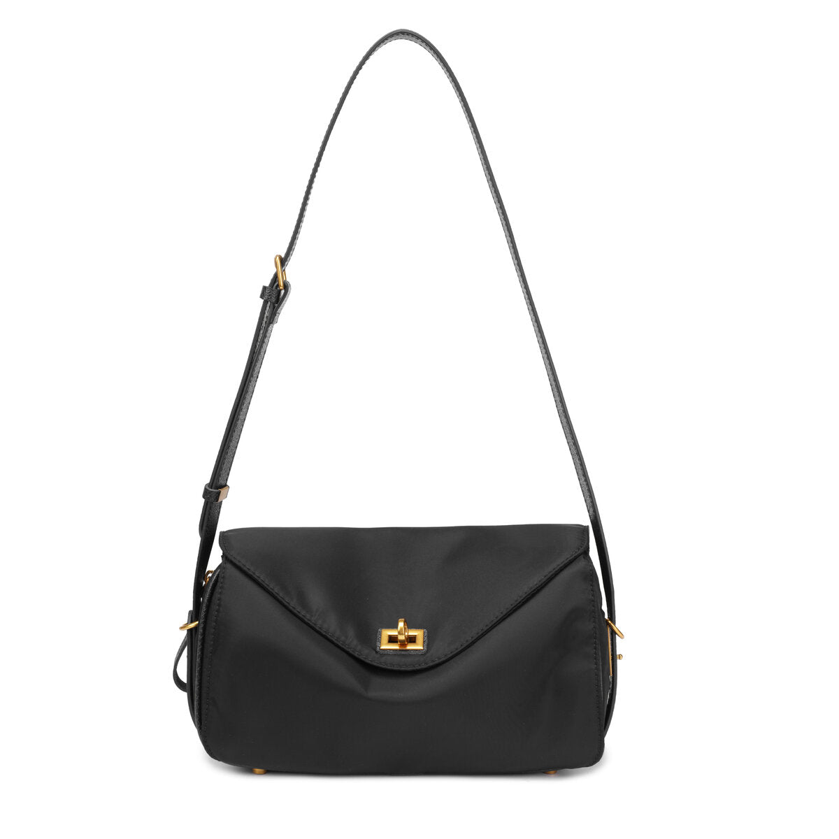 Water-Resistant Ballistic Nylon Crossbody Bag – Lightweight Flap Shoulder Bag with Leather Trim & Turn-Lock Closure