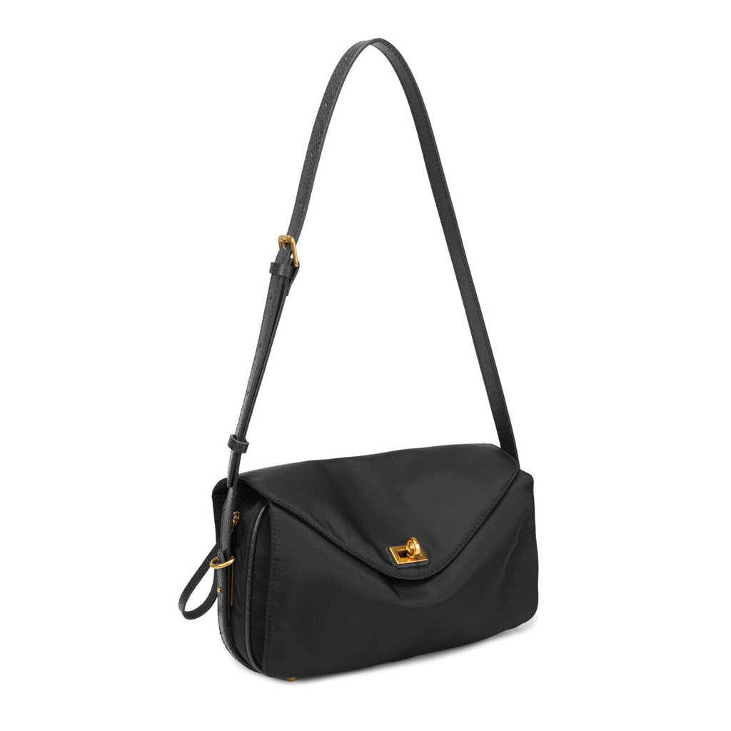 Water-Resistant Ballistic Nylon Crossbody Bag – Lightweight Flap Shoulder Bag with Leather Trim & Turn-Lock Closure