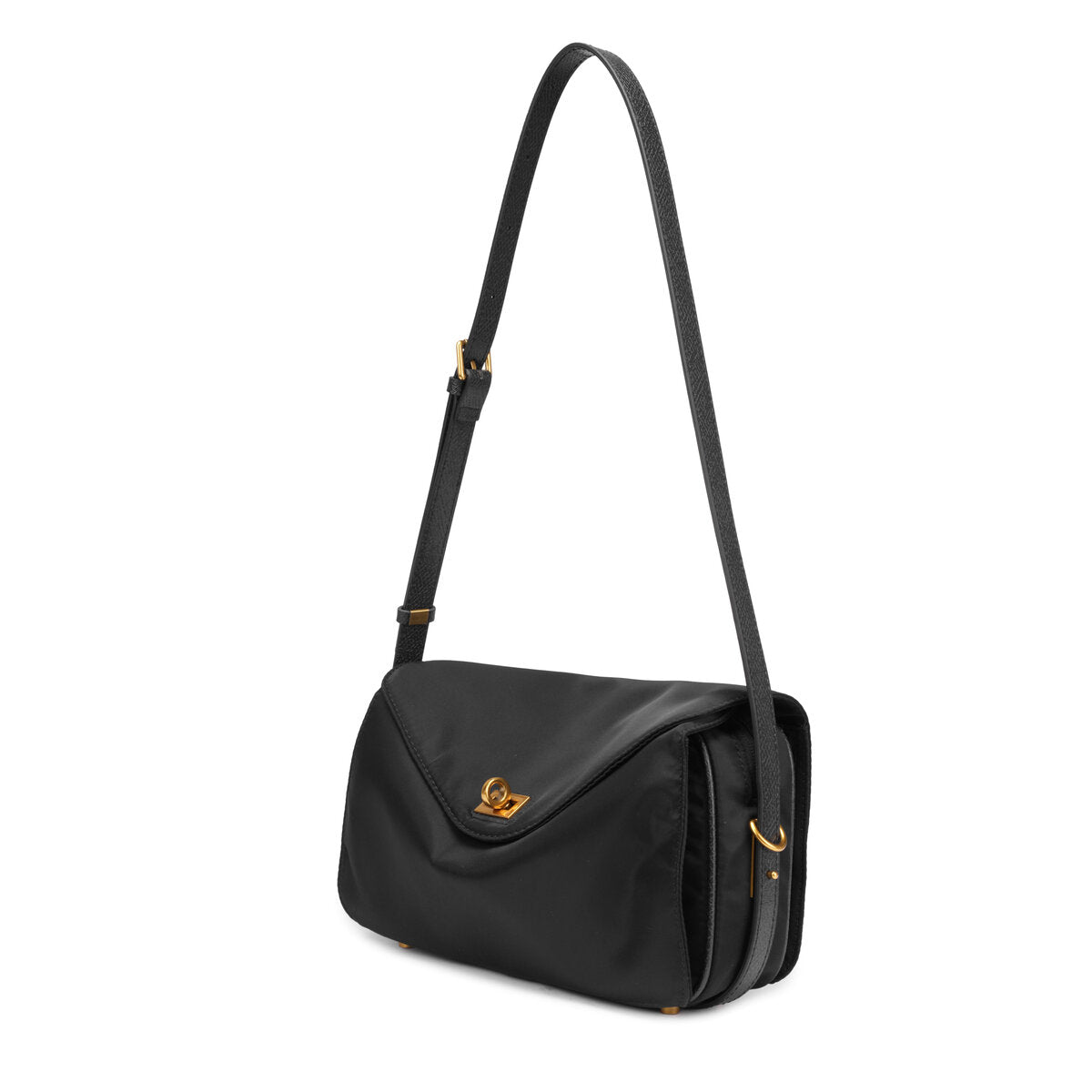 Water-Resistant Ballistic Nylon Crossbody Bag – Lightweight Flap Shoulder Bag with Leather Trim & Turn-Lock Closure