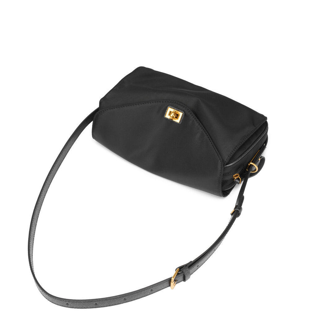 Water-Resistant Ballistic Nylon Crossbody Bag – Lightweight Flap Shoulder Bag with Leather Trim & Turn-Lock Closure